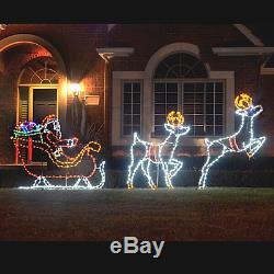 Large Santa in Sleigh & Reindeers LED Lighted Outdoor Decoration Christmas Prop