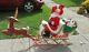 Large Santa With Sleigh And Reindeer Christmas Blow Mold Plastic