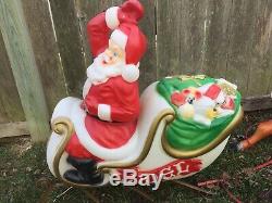 Large Santa with sled blowmold with 2 reindeer local pickup Lawrence Ks