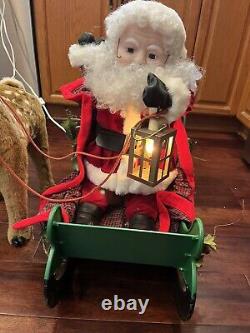 Large Santas Best Animated Lighted Santa With Sleigh And Reindeer Christmas