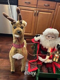 Large Santas Best Animated Lighted Santa With Sleigh And Reindeer Christmas