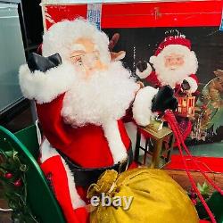 Large Santas Best Animated Lighted Santa With Sleigh And Reindeer Christmas