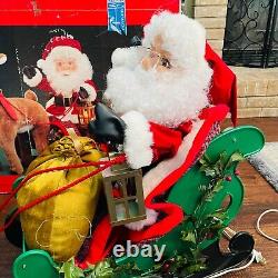 Large Santas Best Animated Lighted Santa With Sleigh And Reindeer Christmas