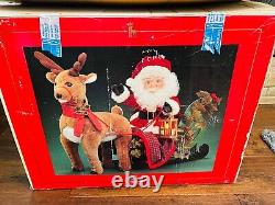 Large Santas Best Animated Lighted Santa With Sleigh And Reindeer Christmas