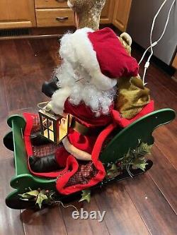 Large Santas Best Animated Lighted Santa With Sleigh And Reindeer Christmas