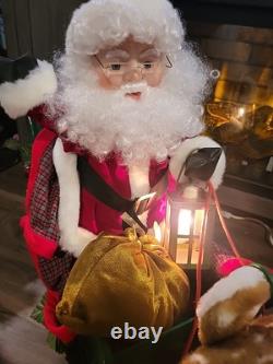 Large Santas Best Animated Lighted Santa With Sleigh Reindeer Christmas Works