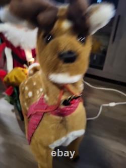 Large Santas Best Animated Lighted Santa With Sleigh Reindeer Christmas Works