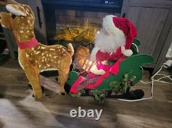 Large Santas Best Animated Lighted Santa With Sleigh Reindeer Christmas Works