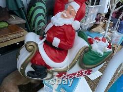 Large Vintage Mold Santa Claus in Sleigh with Reindeer