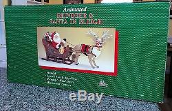 Large animated reindeer & santa in sleigh 1997 holiday creation works w box