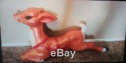 Large empire blow mold reindeer approx 30 long christmas santa sled