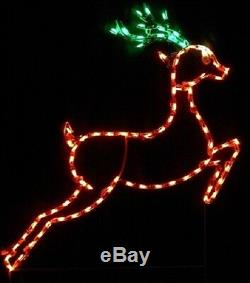 Leaping Reindeer for Santa Sleigh Outdoor LED Lighted Decoration Steel Wireframe