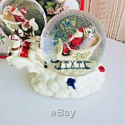 Lenox 2012 Holiday Musical Snow Globe 9 Centerpiece Santa Sleigh Reindeer Rare