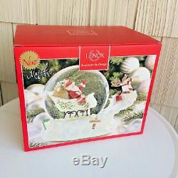 Lenox 2012 Holiday Musical Snow Globe 9 Centerpiece Santa Sleigh Reindeer Rare