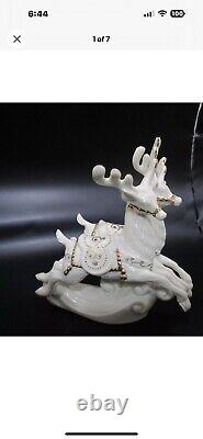 Lenox Dash Away All Comet And Cupid Reindeer Figurine And Santa In Sleigh