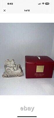 Lenox Dash Away All Comet And Cupid Reindeer Figurine And Santa In Sleigh