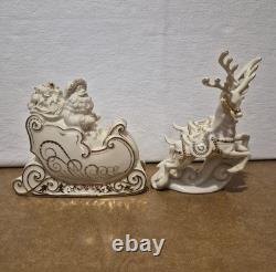 Lenox Dash Away All Santa Sleigh Prancer & Vixen Reindeer Christmas Figurines