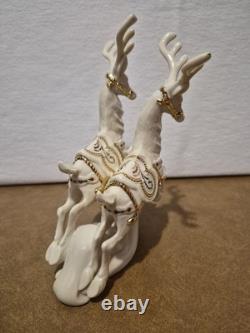 Lenox Dash Away All Santa Sleigh Prancer & Vixen Reindeer Christmas Figurines