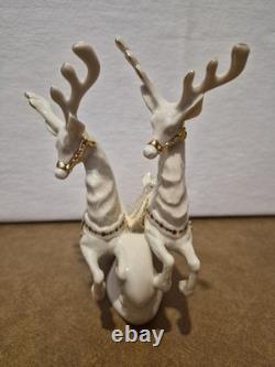 Lenox Dash Away All Santa Sleigh Prancer & Vixen Reindeer Christmas Figurines