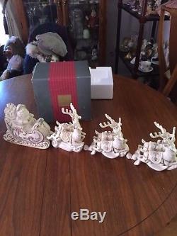 Lenox Full Set Santa Sleigh Reindeer Dasher & Dancer Dash Away All Collection