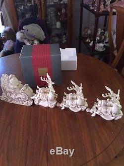 Lenox Full Set Santa Sleigh Reindeer Dasher & Dancer Dash Away All Collection