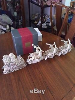 Lenox Full Set Santa Sleigh Reindeer Dasher & Dancer Dash Away All Collection