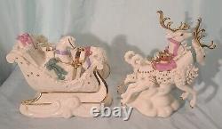 Lenox Holiday Delivery Candlesticks Santa's Sleigh & Reindeer Figures 2002 LE