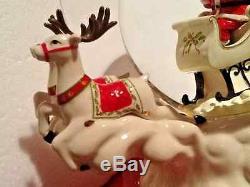 Lenox Holiday Musical Snow Globe Centerpiece Santa Sleigh Reindeer Still Wrapped