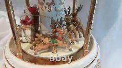 Lenox Musical Carousel Centerpiece. Santa In His Sled And Reindeer. 1999