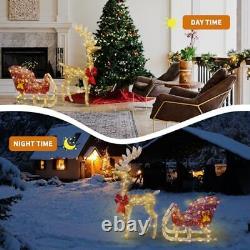 Lighted Christmas 4ft Reindeer & Santa's Sleigh, Lighted Christmas Decorations