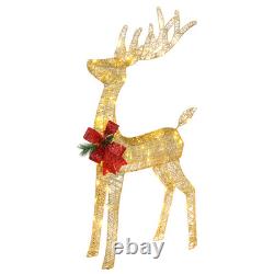 Lighted Christmas Reindeer Outdoor Decorations, Weather Proof 4ft Santa's Sleigh