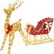 Lighted Christmas Reindeer & Santa Sleigh Set, Light-up Outdoor Xmas Holiday Dec