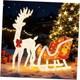 Lighted Christmas Reindeer & Santa Sleigh Set, White Reindeer-red Santa Sleigh