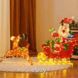 Lighted Christmas Santa on Sleigh with Reindeer and LED Lights