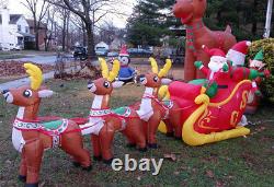 Lighted Inflatable Christmas Decor Prop 12 FT Long Santa Claus Sleigh & Reindeer