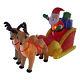 Lighted Inflatable Santa On Sleigh With Reindeer Outdoor Holiday Christmas Decor