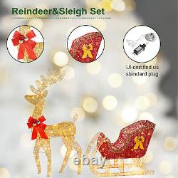 Lighted Santa Sleigh Outdoor Reindeer Xmas Décor with 210 Warm White LED Lights