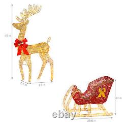 Lighted Santa Sleigh Outdoor Reindeer Xmas Décor with 210 Warm White LED Lights