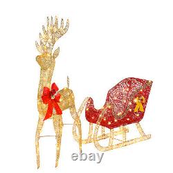 Lighted Santa Sleigh Outdoor Reindeer Xmas Décor with 210 Warm White LED Lights