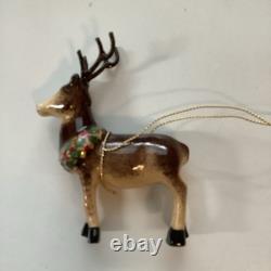 Limoges Porcelain Reindeer Collectible Piece From Santa In Sleigh With Reindeer
