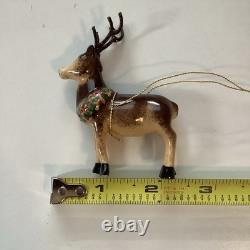 Limoges Porcelain Reindeer Collectible Piece From Santa In Sleigh With Reindeer