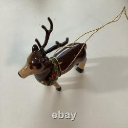 Limoges Porcelain Reindeer Collectible Piece From Santa In Sleigh With Reindeer