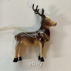 Limoges Porcelain Reindeer Collectible Piece From Santa In Sleigh With Reindeer