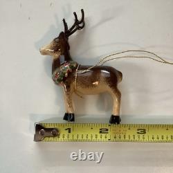 Limoges Porcelain Reindeer Collectible Piece From Santa In Sleigh With Reindeer
