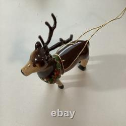 Limoges Porcelain Reindeer Collectible Piece From Santa In Sleigh With Reindeer