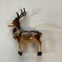 Limoges Porcelain Reindeer Collectible Piece From Santa In Sleigh With Reindeer