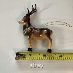 Limoges Porcelain Reindeer Collectible Piece From Santa In Sleigh With Reindeer