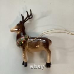 Limoges Porcelain Reindeer Collectible Piece From Santa In Sleigh With Reindeer