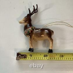 Limoges Porcelain Reindeer Collectible Piece From Santa In Sleigh With Reindeer