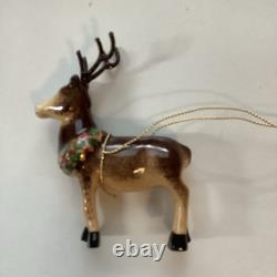 Limoges Porcelain Reindeer Collectible Piece From Santa In Sleigh With Reindeer